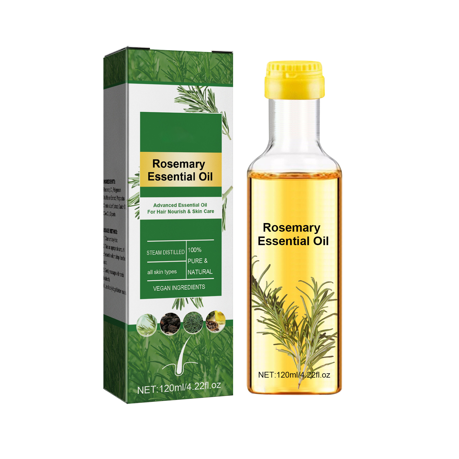 Hair Care Natural Ingredients - Essential Oil Rosemary Hair Care Essential